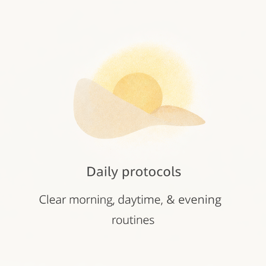 Light yellow cap with text 'Daily protocols' on a light gray background